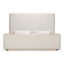 Mora - Modern Cream Fabric + Wood Bed