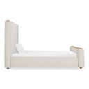 mora - modern cream fabric + wood bed