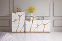 Aspen Modern Wide White and Gold Dresser