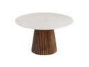 Nancy - Mid-Century Modern White Marble + Walnut Round Dining Table