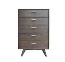 Novak Modern Dark Oak & Antique Brass Mirror