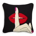 Lips Hush Needlepoint Pillow