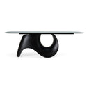 Neptune - Modern Grey Wave Glass + Black Dining Table