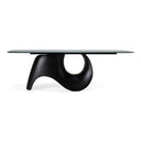 Neptune - Modern Grey Wave Glass + Black Dining Table