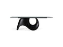 Neptune - Modern Grey Wave Glass + Black Dining Table