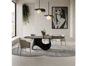 Neptune - Modern Grey Wave Glass + Black Dining Table