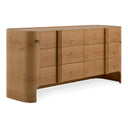 Newhart - Modern Beige Fabric + Natural Oak 4-Piece Bedroom Set