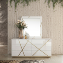 Nixa - Modern White + Gold 4-Piece Bedroom Set
