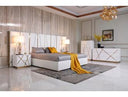 Nixa Modern Wide White and Gold Nightstand