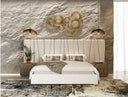Nixa - Modern Beige Velvet + Brushed Bronze Bed