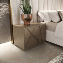Nixa - Modern Beige Velvet + Brushed Bronze + Birch Bedroom Set