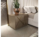 Nixa - Modern Beige Velvet + Brushed Bronze Bed