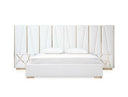 Nixa - Modern White + Gold Bed + Nightstands