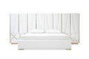 Nixa - Modern White + Gold Bed + Nightstands