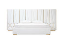 Nixa - Modern White + Gold Bed + Nightstands