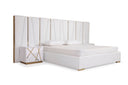 Nixa - Modern White + Gold Bed + Nightstands