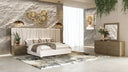 Nixa - Modern Beige Velvet + Brushed Bronze + Birch Bedroom Set