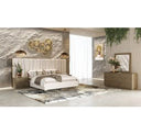 Nixa - Modern Wide Birch + Brushed Bronze Dresser