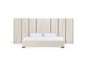 Nixa - Modern Beige Velvet + Brushed Bronze Bed
