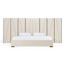 Nixa - Modern Beige Velvet + Brushed Bronze Bed