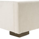 Nixa - Modern Beige Velvet + Brushed Bronze Bed + Birch Nightstands