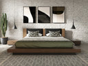 fantasia - dark walnut/dark grey bed and two nightstands