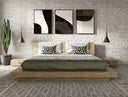 Fantasia - Contemporary Walnut & Grey Bed with Two Nightstands