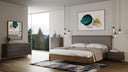 Metcalf - Mid-Century Walnut & Grey Bed w/ Two Nightstands