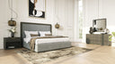santa barbara - modern grey fabric + grey wash bed