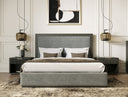santa barbara - modern grey fabric + grey wash bed