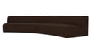 Naomi 2 Piece Concave Modular Sectional Dark Brown