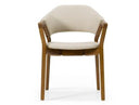 Ocasio - Mid-Century Modern Cream Vegan Leather + Walnut Dining Chair