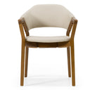 Ocasio - Mid-Century Modern Cream Vegan Leather + Walnut Dining Chair
