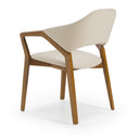 Ocasio - Mid-Century Modern Cream Vegan Leather + Walnut Dining Chair