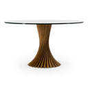 Ocasio - Modern Glass + Walnut Round Dining Table