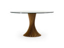 Ocasio - Modern Glass + Walnut Round Dining Table