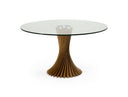 Ocasio - Modern Glass + Walnut Round Dining Table