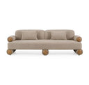 Odette - Modern Beige Fabric + White Burl Accent Chair