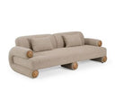 Odette - Modern Beige Fabric + White Burl Loveseat Sofa