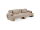 Odette - Modern Beige Fabric + White Burl Sofa