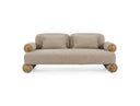 Odette - Modern Beige Fabric + White Burl Loveseat Sofa