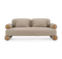 Odette - Modern Beige Fabric + White Burl Sofa