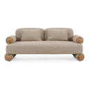 Odette - Modern Beige Fabric + White Burl Loveseat Sofa