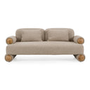 Odette - Modern Beige Fabric + White Burl Loveseat Sofa