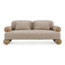 Odette - Modern Beige Fabric + White Burl Loveseat Sofa