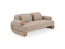 Odette - Modern Beige Fabric + White Burl Loveseat Sofa