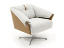 Ohio - Swivel Grey and Camel Fabric Accent Chair