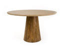 Onalaska - Modern Travertine Marble + Wood Round Dining Table