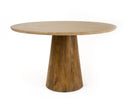 Onalaska - Modern Travertine Marble + Wood Round Dining Table