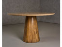 Onalaska - Modern Travertine Marble + Wood Round Dining Table